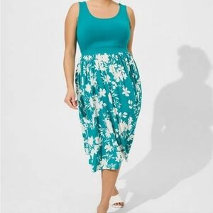 TORRID Floral Midi Foxy Challis Twist Back Dress
